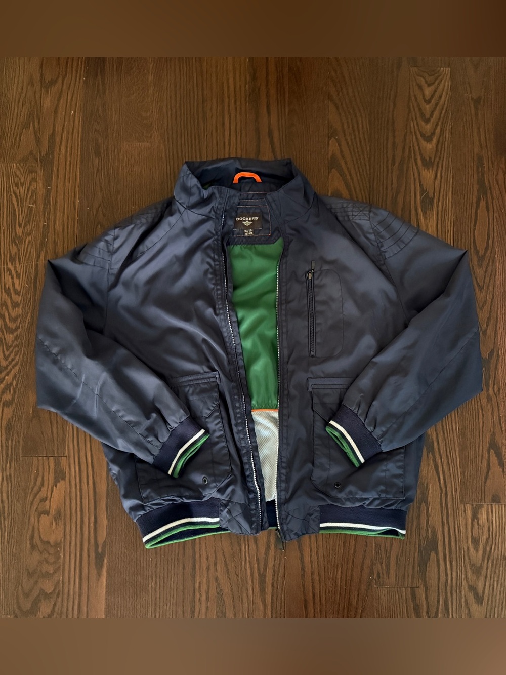 Vintage Dockers Navy Bomber Jacket with Green Interior